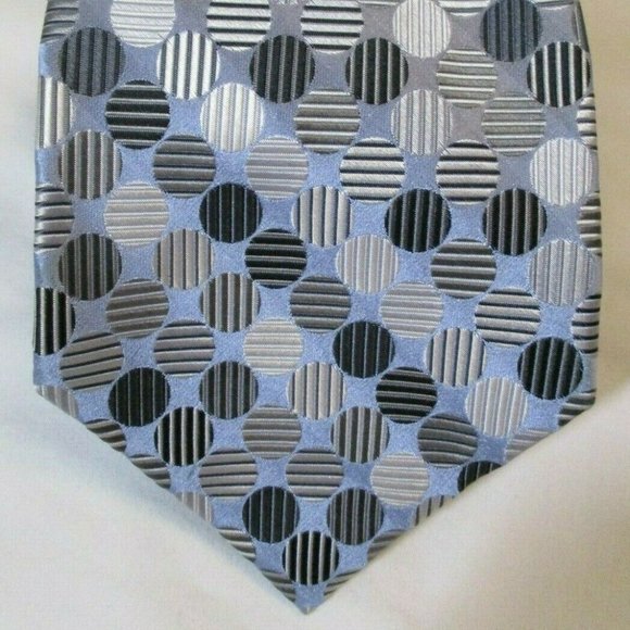 Woven Silk Tie Monochromatic Silver Dot - Picture 1 of 6